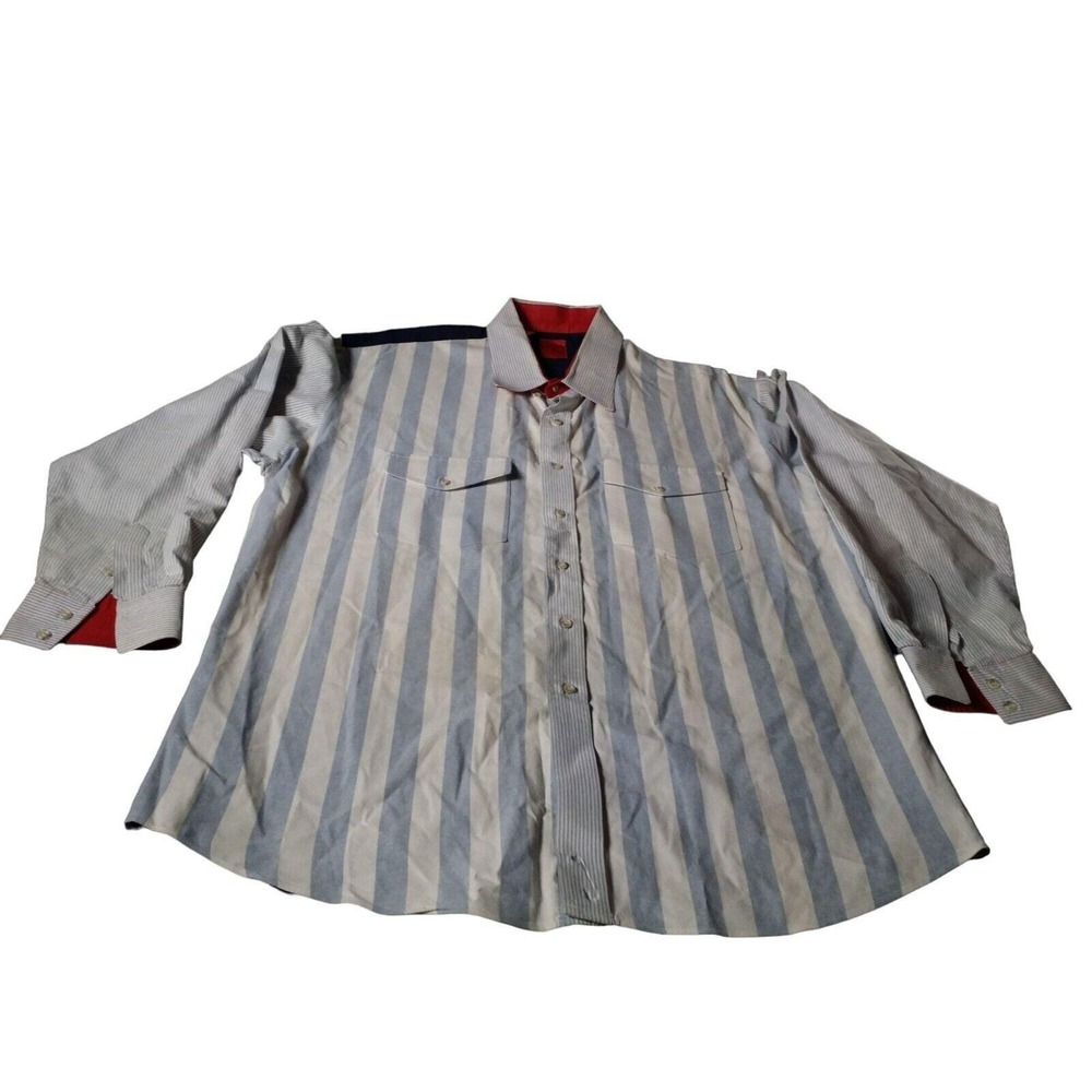 Vintage Roper Men Shirt XL 17 1/2 - 35 Striped Western Cowboy Long Sleeve Cotton